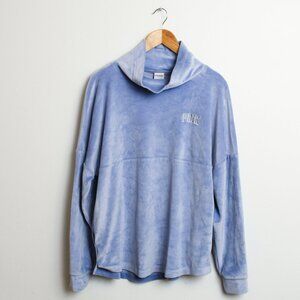 Pink Victorias Secret Velour Varsity Cowl Neck Sweatshirt Womens Small Blue